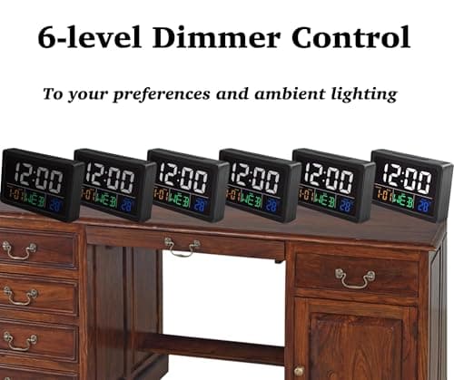 WQV Digital Alarm Clock, 5.5" Large LED Alarm Clock for Bedrooms, Table Desk Clock, with Calendar Date Day Temperature Snooze, Adjustable Alarm Volume & Brightness, Gift for Students Elderly