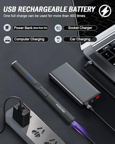 FUKKUDA Electric Candle Lighter, Rechargeable USB Arc Lighter for Candles, Fireplace, Camping BBQ, Christmas Stocking Stuffers, Birthday, Valentines Day and Easter Gifts for Women Men (Obsidian Black) B08GLRLH25