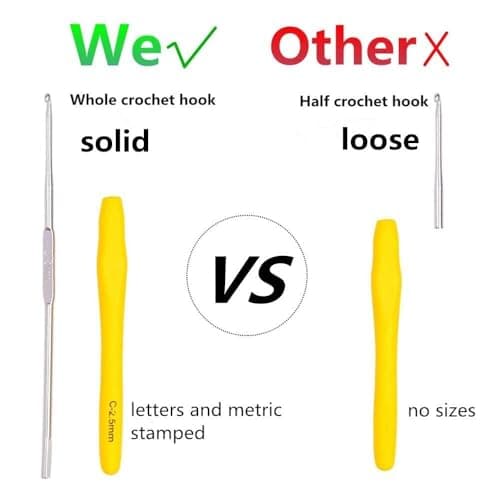 Yarniss Crochet Hooks,14 Size Crochet Set 2mm(B)-10mm(N), Ergonomic Crochet Hooks Set with Case for Beginner,Long Crochet Needles