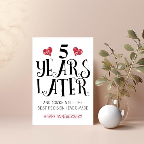 Romantic 5 Years Anniversary Card for Husband Wife, Sweet 5th Wedding Anniversary for Couple, Idea Five Years Wedding Card Gift for Him Her, 5th Wedding Anniversary Card, 5 Years Anniversay Decor