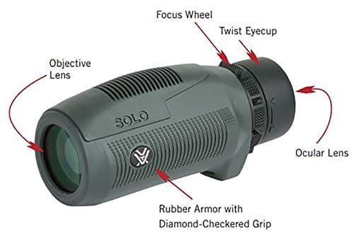 Vortex Optics Solo Monocular 10x25 - Adjustable Eyecup, Fully Multi-Coated Lenses, Rubber Armor, Non-Slip Grip, Fogproof, Waterproof - Unlimited, Unconditional Warranty