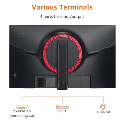 Amazon Basics 27 inch Gaming Monitor, FHD 1080P, 165Hz, VESA Compatible, Adaptive sync, 1ms Response, Black
