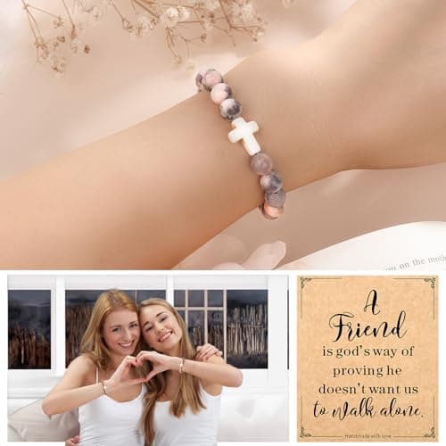 Christian Mothers-Day Gifts for Women, First Communion Confirmation Graduation Gifts Religious Cross Bracelet for Mom/Daughter/Friend/Sister/Grandma/Granddaughter/Godmother/Her, Inspirational Birthday Faith Based Jesus Jewelry