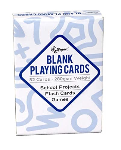 Regal Games 208 Blank Playing Cards to Write On - Custom Blank Deck of Cards - (2.5" x 3.5") Cardstock White Poker Size - 4 Packs x 52 Cards