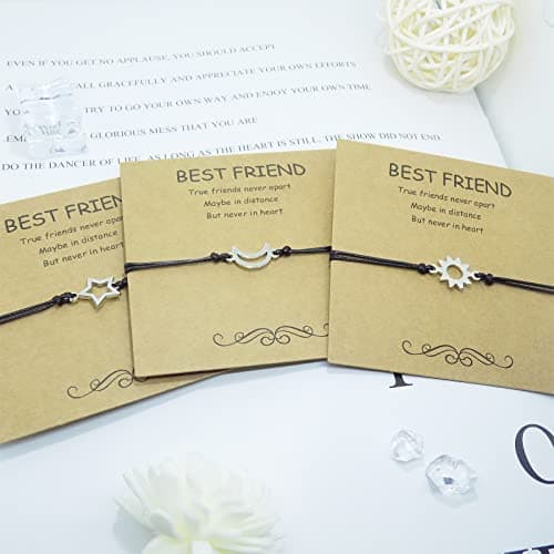 HOHOTANG Best Friend Bracelets for 3, Friendship Bff Matching Heart Bracelet for Women, Trio Bracelets Adjustable Birthday Jewelry Gifts for Best Friends