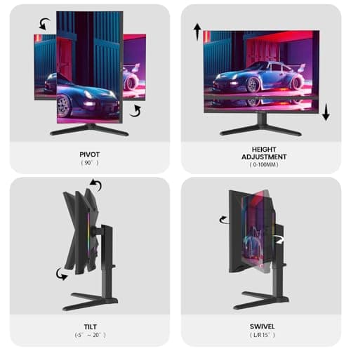 CRUA 27” 540Hz Gaming Monitor, IPS FHD(1920x1080P), AMD FreeSync, 120% sRGB, Height/Pivot/Rotating/Tilt Adjustable Vertical Monitor, HDMI 2.1 + DP 1.4, Wall Mount Install-Black