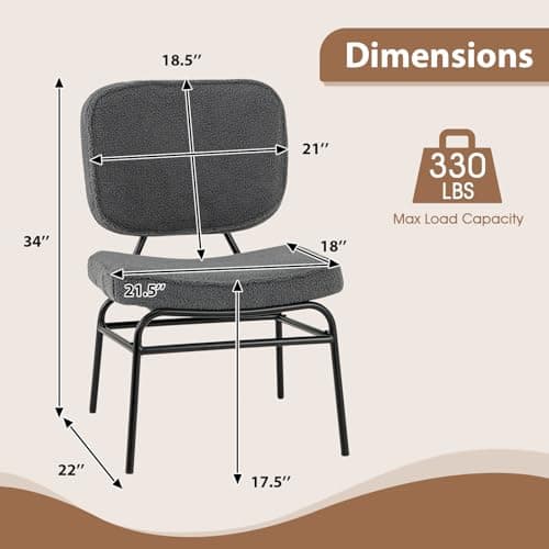 Giantex Modern Armless Accent Chair - Sherpa Reading Chair with Sponge Padding, Adjustable Foot Pads & Metal Frame, Upholstered Side Chair for Living Room, Bedroom & Reading Room, Grey