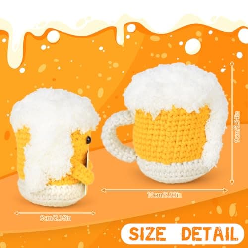 A AIFAMYFunny Positive Coffee, Emotional Crochet Doll, Cute Crochet Potato Partner Toy with Positive Card Cheer Up Funny Gag Gifts for Best Friend Birthday Women Teacher Fall(Beer