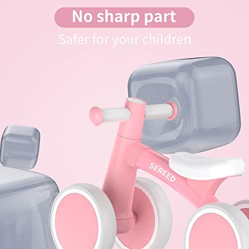 12-24 Months Toddler Bike, First Learning Ride on Toys, 4 Silent Wheels Indoor Outdoor Baby Walker, Pink New SEREED Baby Balance Bike for 1 Year Old Boy Girl, First Birthday Gift Toy B0B38JGP21