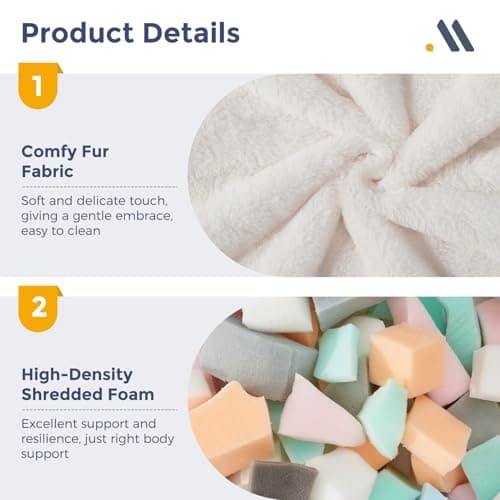 MAXYOYO Bean Bag Chair, Comfy Bean Bag Sofa with Back Support, Faux Fur Bean Bag Chair for Adults and Kids, Stuffed Floor Sofa for Living Room, Bedroom, Apartment, Beige