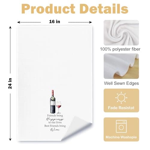 Friends and Wine Kitchen Towels Set of 2, Gifts for Wine Lovers Dish Tea Bar Towels for Kitchen Bar Cart Decor, Wines Gifts for Women Men Decorative Hand Towels, 16x24 Inches B0F2Z76VNH