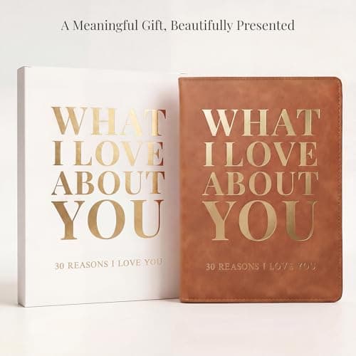 What I Love About You Leather Book – 30 Reasons Why I Love You, Fill-In-The-Blank Journal for Him & Her, Romantic Couples Keepsake (Brown)
