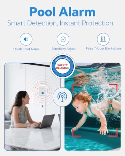 Pool Alarm, Floating Pool Safety Alarms for Inground & Above Ground Pools – Loud 110dB Alert, Adjustable Sensitivity, Protection for Kids & Pets (Blue)