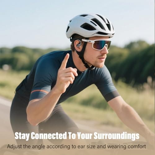 Open Ear Headphones, Bluetooth 5.4 Wireless Earbuds Premium Sound with HD Mic, 48H Playtime LED Power Display Auto Pairing Ear Buds, IPX7 Lightweight Comfort Earphones for Sporting, Working, Black