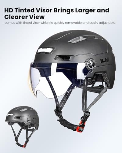 ILM Adult Bike Helmet with USB Rechargeable LED Front and Back Light Mountain&Road Bicycle Helmets for Men Women Removable Goggle Cycling Helmet E3-10L