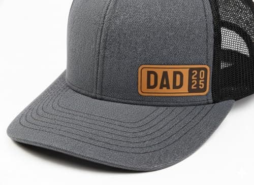 Dad Est 2025 2026 Hat for Men New Dad Gifts Customization Leather Patch Trucker Hat