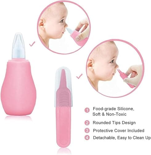 Baby Grooming Kit, Infant Safety Care Set with Hair Brush Comb Nail Clipper Nasal Aspirator,Baby Essentials Kit for Newborn Girls Boys (Pink Baby Grooming kit) B0BJ6YM9JX