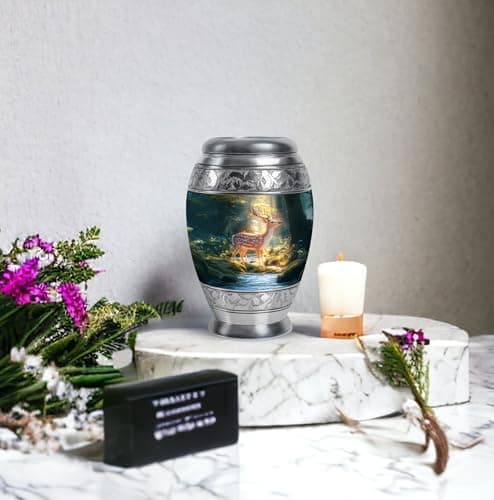 Deer Urn Ashes, Burial & Funeral for Adult Remains, Memorial Gift for Men & Women, Handcrafted, Cremation Urns for Human Ash Small, Green, 3 Inch B0F67DZ9FG
