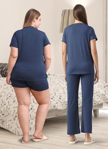 Rnxrbb 3 Piece Postpartum Nursing Pajamas Set Casual Soft Maternity Breastfeeding Pjs Sleepwear Loungewear Clothes Layer