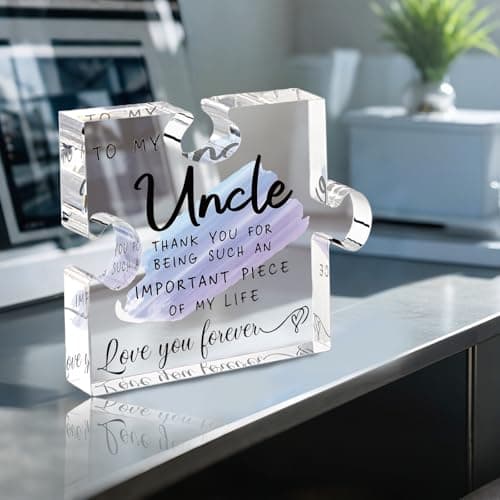 Uncle Appreciation Gifts Merch - 4Set Acrylic Plaque, Keychain, Bracelet, and Wallet - Fathers Day Birthday Gift For Uncles From Niece Nephew