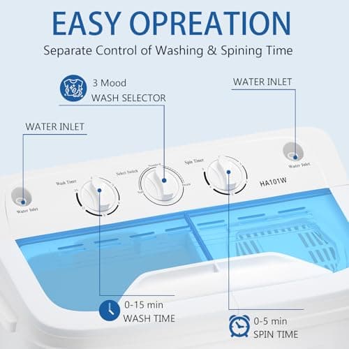 DOGHLY Portable Washer and Dryer Combo Set, 32 lbs Portable Clothes Dryers, 5 Drying Modes, 18 lbs Fully Automatic Washing Machine, Compact Washer and Dryer for Apartment, RV, Dorm