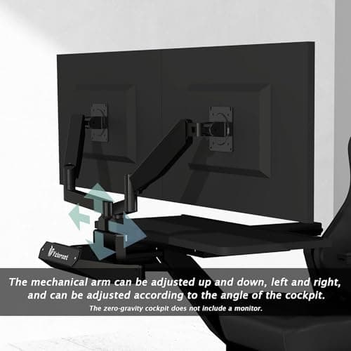 Zero-Gravity Gaming & Office Chair with Dual Monitor Arm, Mobile Reclining Workstation for Home Office and Ergonomic Gaming Setup