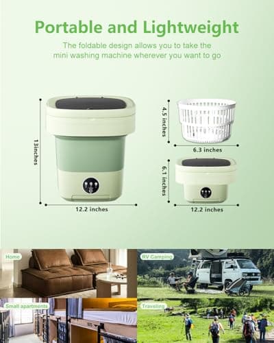 16L Large Capacity Portable Washing Machine, Laundry Washer Cleaning for Underwear, Baby Clothes, Shirts,Small Delicates. Foldable Mini Washer and Dryer Combo for Apartment,Hotel,Camp,RV,Travel(Green)