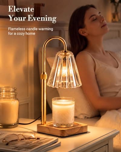 Candle Warmer Lamp with Timer Dimmer, Birthday Gifts for Mom Women Friend Sister, House Warming Gifts, Vintage Clear Wax Melt Warmer, Fall Decorations Office Apartment Dorm Room Home Decor