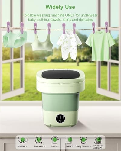 16L Large Capacity Portable Washing Machine, Laundry Washer Cleaning for Underwear, Baby Clothes, Shirts,Small Delicates. Foldable Mini Washer and Dryer Combo for Apartment,Hotel,Camp,RV,Travel(Green)