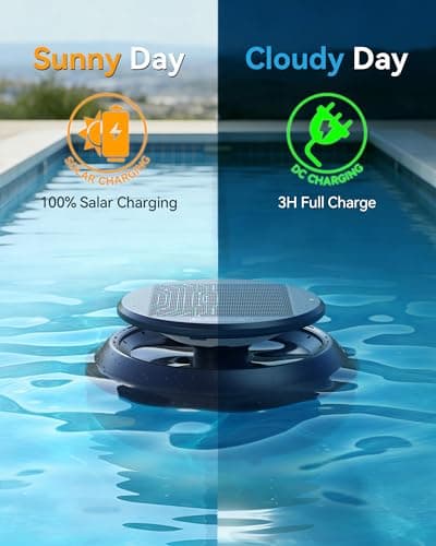 Y60 Cordless Solar Pool Skimmer - 2026 Automatic Robotic Pool Surface Cleaner with 360° All-Around Intake, Dual Charging, 12H Deep Cleaning for In-Ground & Above Ground Pools (Sepia)