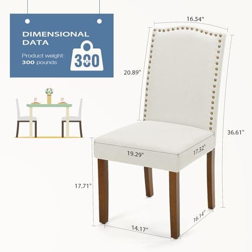 DUMOS Dining Chairs Set of 4, Modern Kitchen Table Chairs with Wooden Legs and Padded Seat for Dining Room/Kitchen/Living Room/Restaurant, Beige