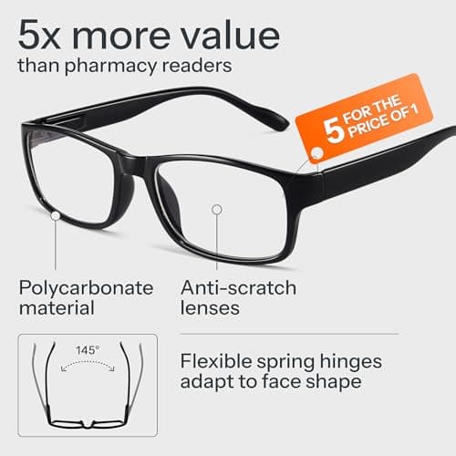 Gaoye 1.5 Professional Reading Glasses for All Day - Computer Readers with Blue Light Protection - Value Pack