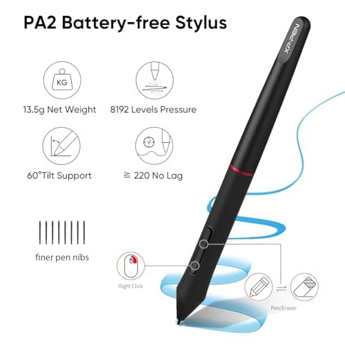 XPPen Drawing Tablet with Screen Full-Laminated Graphics Drawing Monitor Artist13.3 Pro Graphics Tablet with Adjustable Stand and 8 Shortcut Keys (8192 Levels Pen Pressure, 123% sRGB)