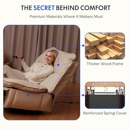 FLEXISPOT XRC7 Swivel Rocker Recliner Chair, 360° Swivel Oversized Armless Recliner Gaming Chair, Award-Winning Design with Premium PU Leather Upholstery for Living Room Gaming Room, Beige