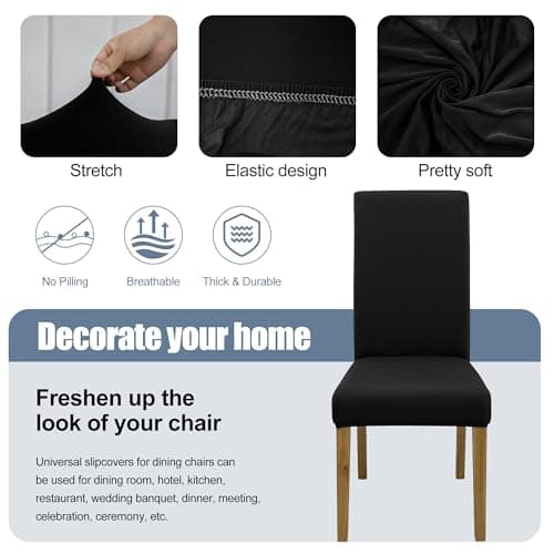 BIETYONE Chair Covers,Dining Room Chair Covers Set of 6,Stretch Kitchen Chair Cover,Washable Dining Chair Cover,Parsons Chair Slipcovers Protective,for Home,Restaurant,Banquet