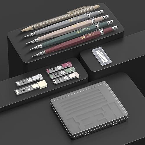 Mr. Pen- Art Mechanical Pencil Set, 5 Vintage Mechanical Pencils (0.3, 0.5, 0.7, 0.9, 2.0mm), 5 HB Lead Refills & 10 Eraser Refills, Precision Drawing Pencils for Sketching, Writing & Artwork