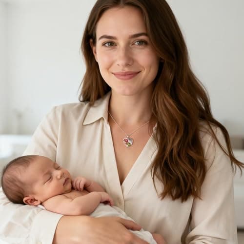 Iefil Christmas Gifts for Mom - 925 Sterling Silver Double Birthstone Necklace, First Mothers Day Gifts for New Mom Jewelry