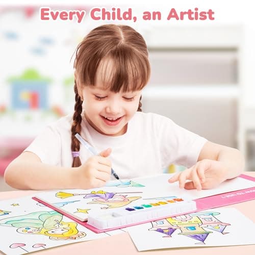 Watercolor Painting Set for Kids Ages 3-5 & 4-8, Arts & Crafts Drawing Activity Travel Toy, Birthday Gifts for Boys & Girls JoyCat Paint with Water Coloring Books for Toddlers (Magical Pony) B0CTHQJF57