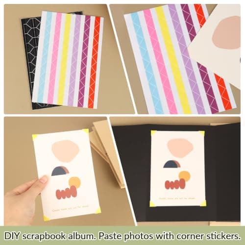 Stretchable Photo Album Folding Scrapbook Album 6x8.3 inches Small Blank Photo Book DIY Scrapbook Kraft Paper Students Memory Book for Graduation Anniversary Birthday Party Decorations Black B0FQBG9KRL