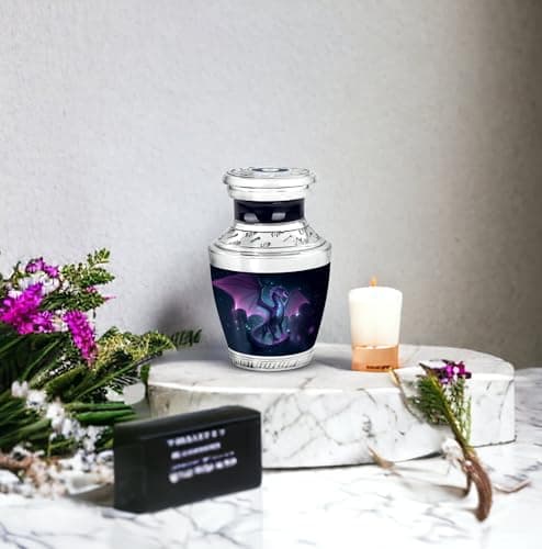 Blue Cremation Urns, Mini Urn, Burial Urn for Men Ashes, Urn for Women Dragon Urn, 3 Inch Memorial Urn for MoM, Small Funeral Urns for Human Ashes B0FFZCN1G6