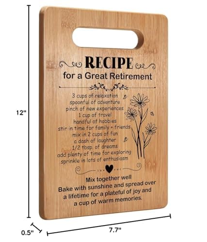 Retirement Gifts for Women 2025, Retired Cutting Board Gifts, Coworker Leaving Gifts for Women, Going Away Gifts for Coworker Boss Lady Leader Colleague Friends-Recipe for a Great Retirement
