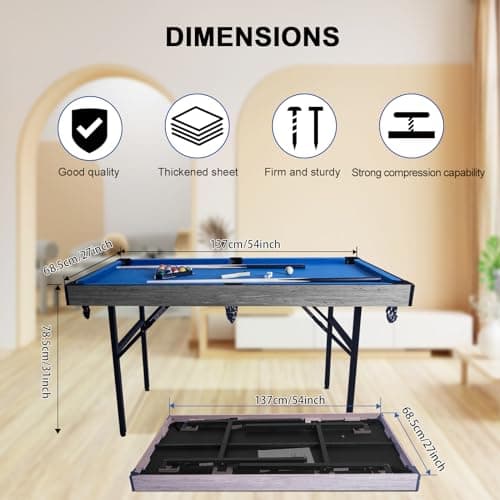 5in1 Multi-fuction Games Table,Folding Multi Game Combination Table Set with Ping Pong, Pool Billiards, Air Hockey, Bowling, and Shuffleboard for Indoor, Outdoor