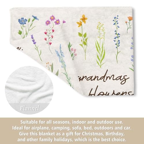 Best Gifts for Grandma from Grandkids, Grandmother Gift on Grandparents Day, Christmas, Soft Throw Blankets 50'' x 60'' Grandma Gifts, Floral Blanket for Grandma Birthday Gift B0GBT218BS