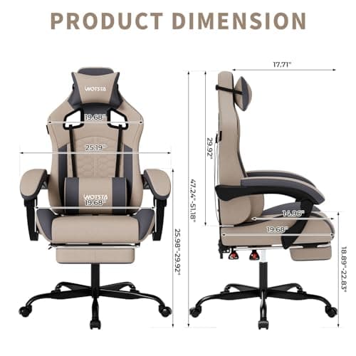 Gaming Chair with Massage,Ergonomic PC Gaming Chair with Footrest Comfortable Headrest and Lumbar Support, High Back, 300LBS (Grey)