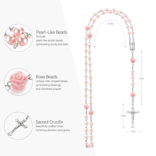 Baptism Gifts for Girl - My First Rosary with Silver-Plated Keepsake Box, Catholic Christening Gift Set, Pink Rosary for Kids, Baptism, First Communion & Baby Dedication Gifts for Girls from Godparent