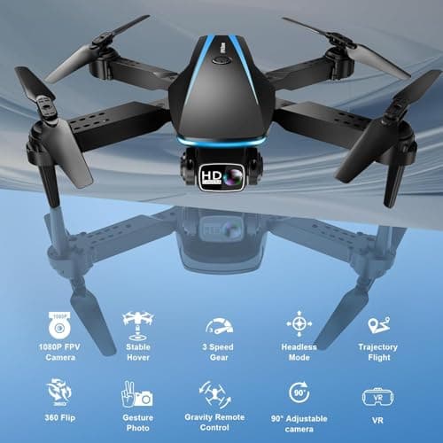 Oddire Drone with Camera - Drones for Adults, with 2 Batteries, Carrying Case, Propellers, 1080P HD Foldable Drone with Stable Hover, Trajectory Flight, Gravity Control, One Key Take Off/Land, 3D Flip