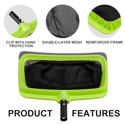 Sepetrel Swimming Pool Leaf Skimmer Net,Rubber Lip & Reinforced Frame Double-Layer Deep Rake(NO Pole)