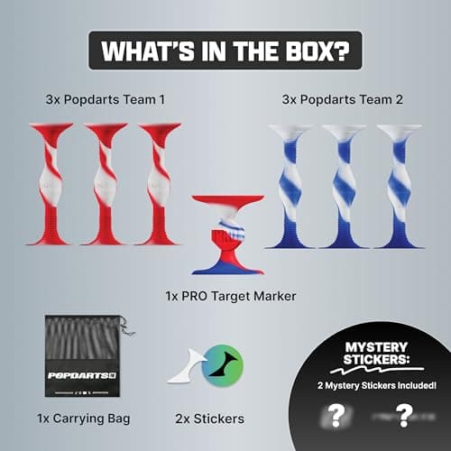Popdarts USA Themed PRO Pack Game Set (Red White Blue Wigglenobber Target Marker) - Indoor, Outdoor Suction Cup Throwing Game - Competition with a POP