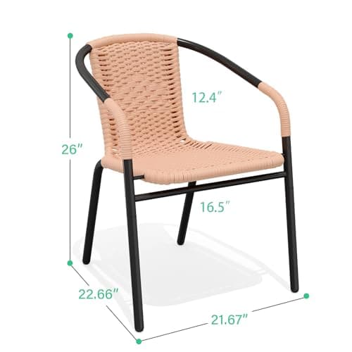 JEAREY Outdoor Patio Rattan Dining Chairs Set of 4, All Weather Stackable Dining Chairs for Lawn, Restaurant, Garden, Beige