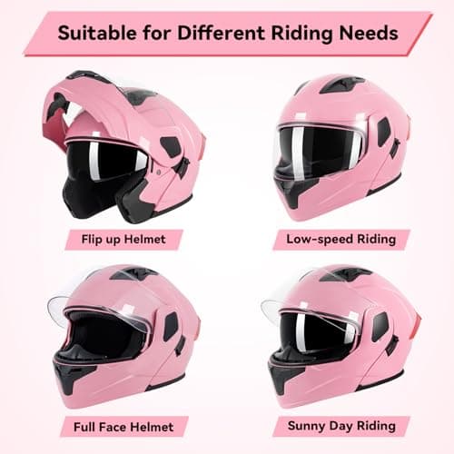 Adult Modular Motorcycle Helmets, DOT Approved Flip up Dual Visor Full Face Helmet for Men Women Moto ATV UTV Snowmobile ADV Four Wheeler Street Bike with Gloves & Mask